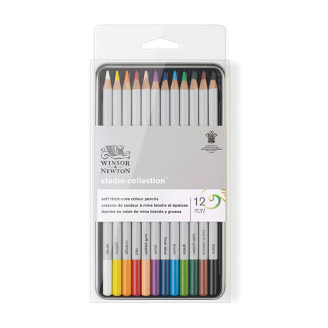 Набор цветных карандашей Winsor&Newton, 12 цветов, металлический пенал