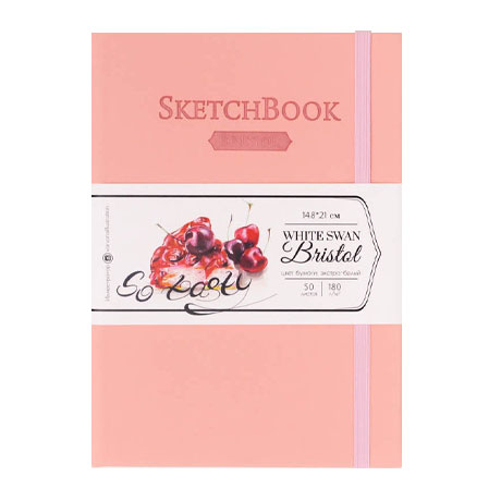 Скетчбук для маркеров и графики Малевичъ "White Swan Bristol", А5, 50 л., 180г/м2, розовый
