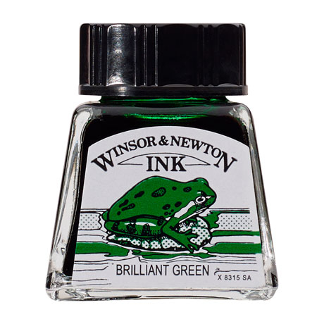Тушь художественнная Winsor&Newton, цвет блестящий зеленый, 14 мл