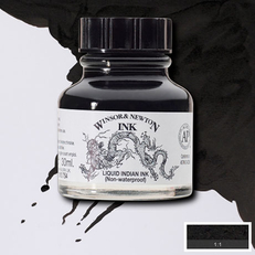Тушь художественнная Winsor&Newton, цвет черный (дракон), водорастворимая, 30 мл