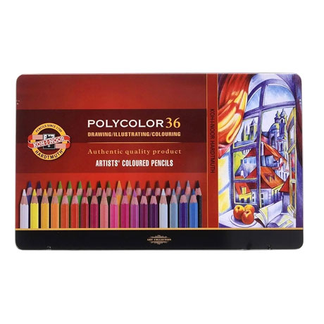 Набор цветных карандашей Polycolor Koh-i-noor, 36 цветов, металлический пенал