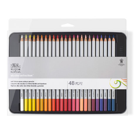Набор цветных карандашей Winsor&Newton, 48 цветов, металлический пенал