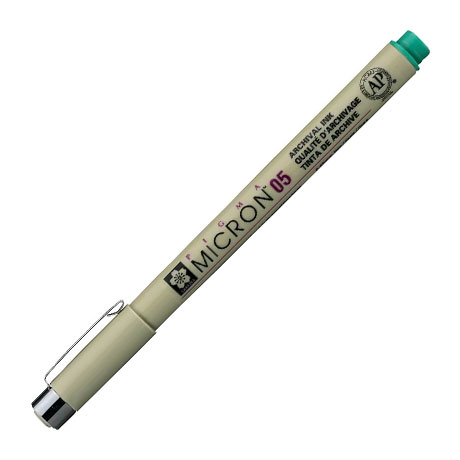 Ручка капиллярная Sakura "Pigma Micron" зелёная, 0,45 мм