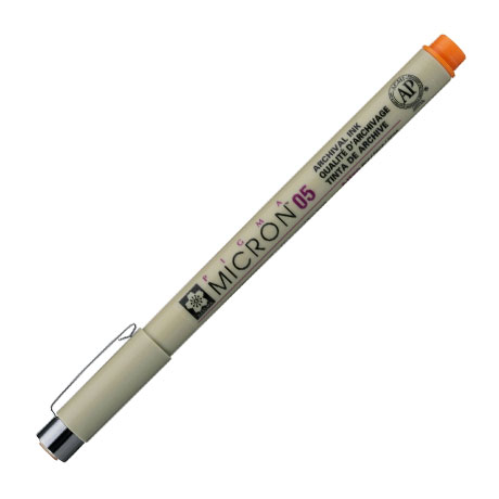 Ручка капиллярная Sakura "Pigma Micron" оранжевая, 0,45 мм