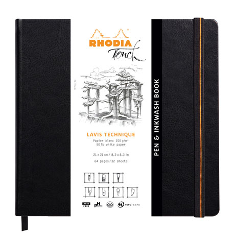 Скетчбук Clairefontaine Rhodia Touch, 21*21 см, 32л., 200г/м2 , на сшивке, кожзам