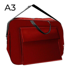 Сумка-планшет А3, объемный карман, плечевой ремень, ручки, красная