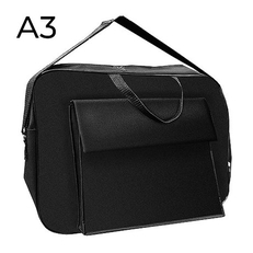 Сумка-планшет А3, объемный карман, плечевой ремень, ручки, черная