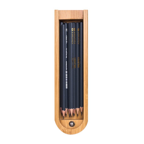 Набор чернографитных карандашей Малевичъ, 8 шт., 2H-8B, бамбуковый пенал