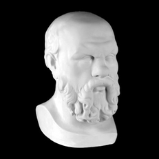 Гипсовая фигура (пособие) Голова Сократа на подиуме 20*20*35 см