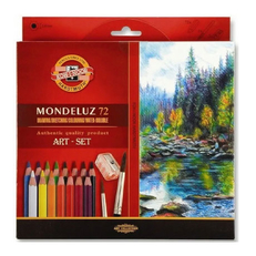Набор акварельных карандашей Mondeluz 72 цвета + 3 кисти + 2 точилки
