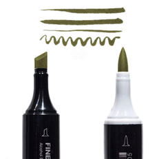 Маркер Finecolour Brush спиртовой, двусторонний 021 темный оливковый YG21