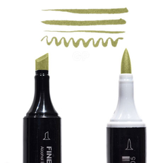 Маркер Finecolour Brush спиртовой, двусторонний 022 оливковый YG22