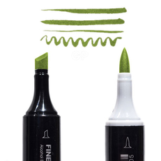 Маркер Finecolour Brush спиртовой, двусторонний 037 глубокий оливково-зеленый YG37