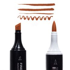 Маркер Finecolour Brush спиртовой, двусторонний 166 оранжево-коричневый E166