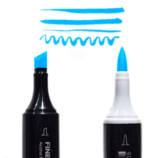 Маркер Finecolour Brush спиртовой, двусторонний 285 флуоресцентный синий FB285