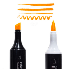 Маркер Finecolour Brush спиртовой, двусторонний 286 флуоресцентный оранжевый FYR286