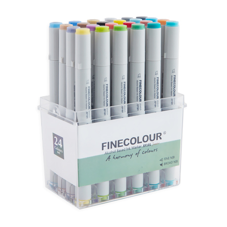 Набор спиртовых маркеров Finecolour Junior 24 цвета в пенале