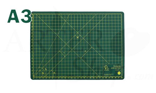 Коврик с разметкой для резки зеленый А3 30x45